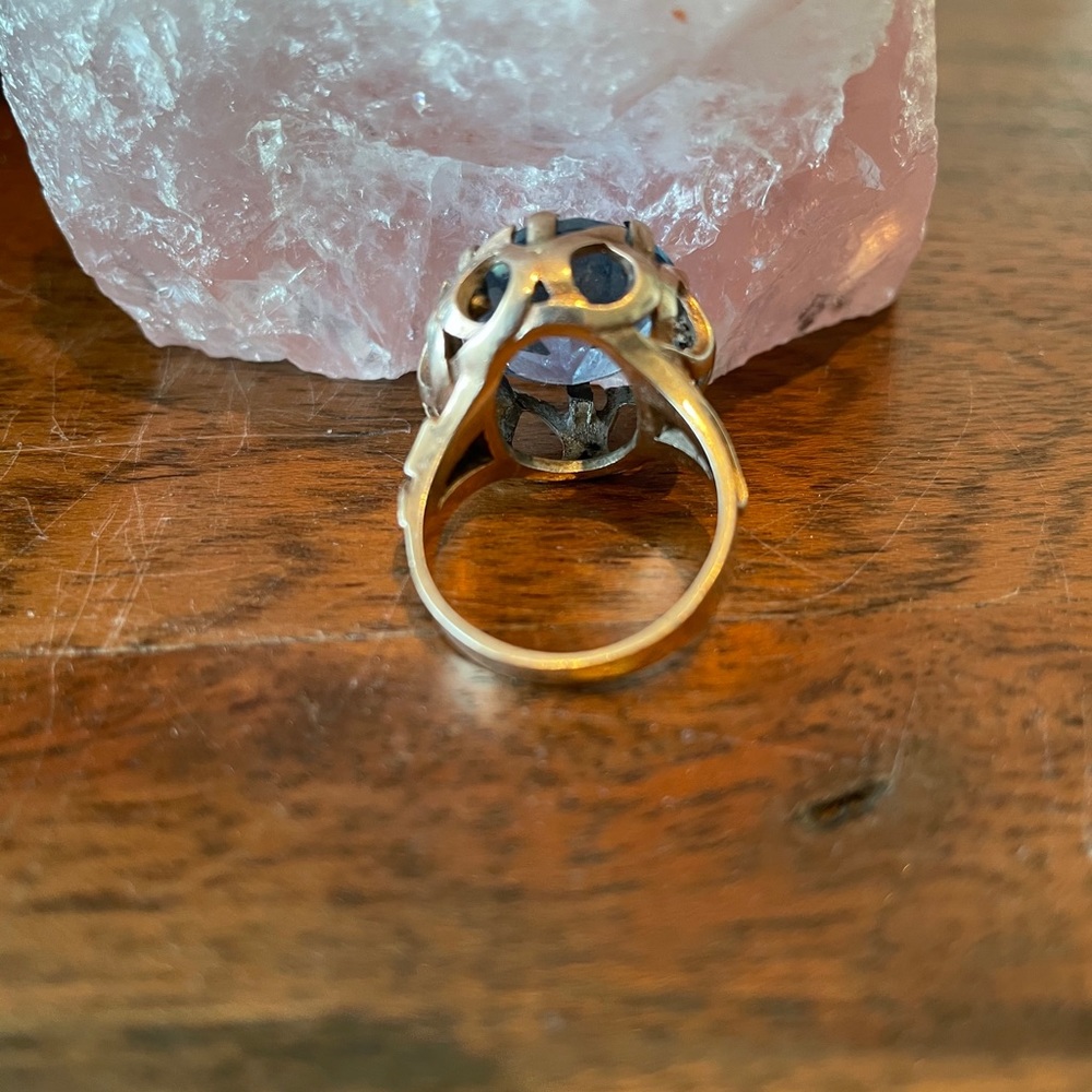 1940 9k Genuine Gold Aquamarine Ring - Picture 3 of 10